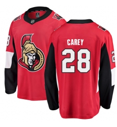 Youth Ottawa Senators #28 Paul Carey Fanatics Branded Red Home Breakaway NHL Jersey