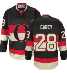 Youth Reebok Ottawa Senators #28 Paul Carey Authentic Black Third NHL Jersey