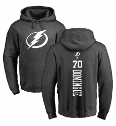 NHL Adidas Tampa Bay Lightning #70 Louis Domingue Charcoal One Color Backer Pullover Hoodie