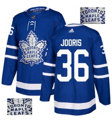 Men's Adidas Toronto Maple Leafs #36 Josh Jooris Authentic Royal Blue Fashion Gold NHL Jersey