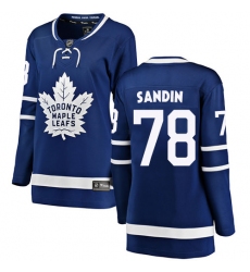 Women's Toronto Maple Leafs #78 Rasmus Sandin Authentic Royal Blue Home Fanatics Branded Breakaway NHL Jersey