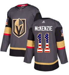 Youth Adidas Vegas Golden Knights #11 Curtis McKenzie Authentic Gray USA Flag Fashion NHL Jersey