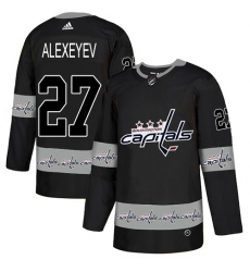 Men's Adidas Washington Capitals #27 Alexander Alexeyev Authentic Black Team Logo Fashion NHL Jersey