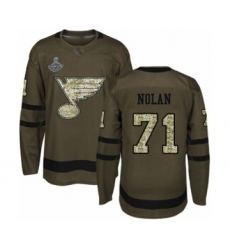 Youth St. Louis Blues #71 Jordan Nolan Authentic Green Salute to Service 2019 Stanley Cup Champions Hockey Jersey