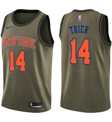 Youth Nike New York Knicks #14 Allonzo Trier Swingman Green Salute to Service NBA Jersey