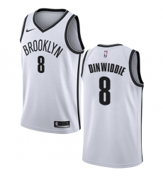 Men's Nike Brooklyn Nets #8 Spencer Dinwiddie Swingman White NBA Jersey - Association Edition