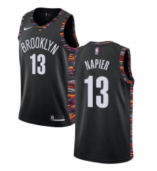 Men's Nike Brooklyn Nets #13 Shabazz Napier Swingman Black NBA Jersey - 2018 19 City Edition