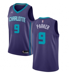 Men's Nike Jordan Charlotte Hornets #9 Tony Parker Swingman Purple NBA Jersey Statement Edition