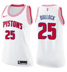 Women's Nike Detroit Pistons #25 Reggie Bullock Swingman White Pink Fashion NBA Jersey