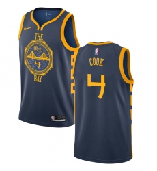 Men's Nike Golden State Warriors #4 Quinn Cook Swingman Navy Blue NBA Jersey - City Edition