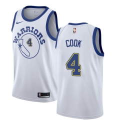 Men's Nike Golden State Warriors #4 Quinn Cook Swingman White Hardwood Classics NBA Jersey