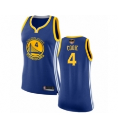 Women's Golden State Warriors #4 Quinn Cook Swingman White Pink Fashion Basketball 2019 Basketball Finals Bound Jersey