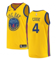 Women's Nike Golden State Warriors #4 Quinn Cook Swingman Gold NBA Jersey - City Edition