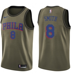 Men's Nike Philadelphia 76ers #8 Zhaire Smith Swingman Green Salute to Service NBA Jersey