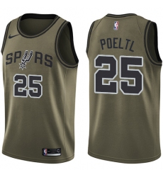 Men's Nike San Antonio Spurs #25 Jakob Poeltl Swingman Green Salute to Service NBA Jersey