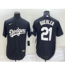 Men's Los Angeles Dodgers #21 Walker Buehler Black Turn Back The Clock Stitched Cool Base Jersey