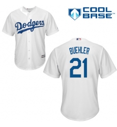 Youth Majestic Los Angeles Dodgers #21 Walker Buehler Authentic White Home Cool Base MLB Jersey