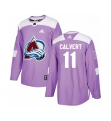 Youth Adidas Colorado Avalanche #11 Matt Calvert Authentic Purple Fights Cancer Practice NHL Jersey