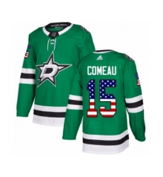 Men's Adidas Dallas Stars #15 Blake Comeau Authentic Green USA Flag Fashion NHL Jersey