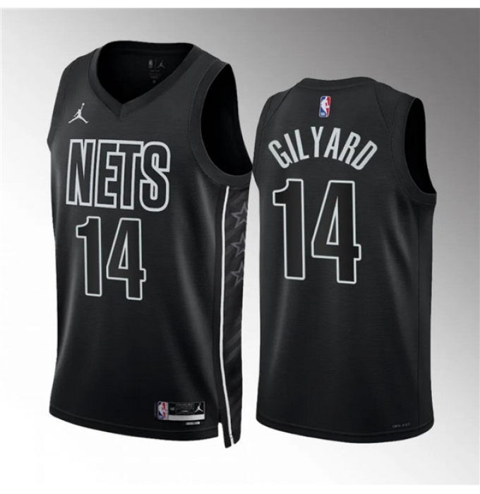 Men's Brooklyn Nets #14 Jacob Gilyard Black Draft Statement Edition Stitched Basketball Jersey