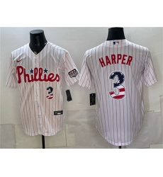 Men's Philadelphia Phillies #3 Bryce Harper White USA 250 Fourth of July Home Stitched Baseball Jersey