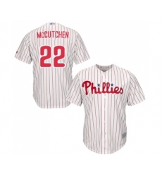 Youth Philadelphia Phillies #22 Andrew McCutchen Replica White Red Strip Home Cool Base Baseball Jersey