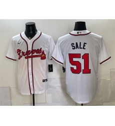 Men's Atlanta Braves #51 Chris Sale White Cool Base Stitched Baseball Jersey