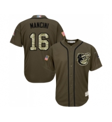 Men's Baltimore Orioles #16 Trey Mancini Authentic Green Salute to Service Baseball Jersey
