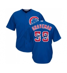 Men's Chicago Cubs #59 Kendall Graveman Authentic Royal Blue Team Logo Fashion Cool Base Baseball Jersey