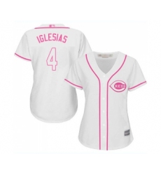 Women's Cincinnati Reds #4 Jose Iglesias Replica White Fashion Cool Base Baseball Jersey