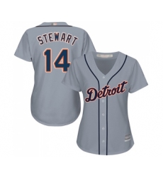 Women's Detroit Tigers #14 Christin Stewart Replica Grey Road Cool Base Baseball Jersey