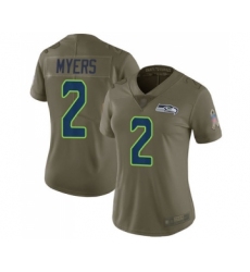 Women's Seattle Seahawks #2 Jason Myers Limited Olive 2017 Salute to Service Football Jersey