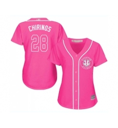 Women's Houston Astros #28 Robinson Chirinos Authentic Pink Fashion Cool Base Baseball Jersey