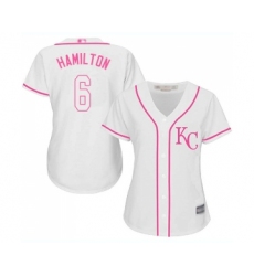 Women's Kansas City Royals #6 Billy Hamilton Replica White Fashion Cool Base Baseball Jersey
