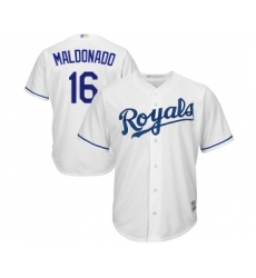 Men's Kansas City Royals #16 Martin Maldonado Replica White Home Cool Base Baseball Jersey