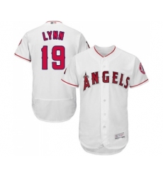 Men's Los Angeles Angels of Anaheim #19 Fred Lynn White Home Flex Base Authentic Collection Baseball Jersey