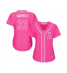 Women's Los Angeles Angels of Anaheim #33 Matt Harvey Replica Pink Fashion Baseball Jersey