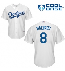 Youth Majestic Los Angeles Dodgers #8 Manny Machado Authentic White Home Cool Base MLB Jersey