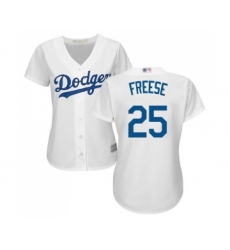 Women's Los Angeles Dodgers #25 David Freese Authentic White Home Cool Base Baseball Jersey