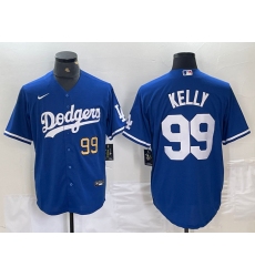 Men's Los Angeles Dodgers #99 Joe Kelly Number Blue Stitched Cool Base Nike Jersey