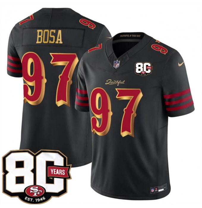 Men's San Francisco 49ers #97 Nick Bosa Black 80th Anniversary“Rivalries” 2026 F.U.S.E. Vapor Untouchable Limited Football Stitched Jersey