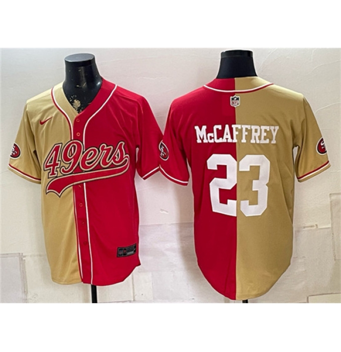Men's San Francisco 49ers #97 Nick Bosa Gold Red Split Stitched Jersey