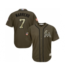 Men's Miami Marlins #7 Deven Marrero Blue Alternate Flex Base Authentic Collection Baseball Jersey