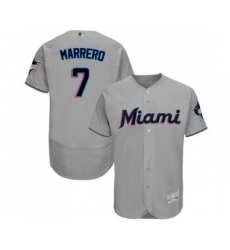 Men's Miami Marlins #7 Deven Marrero Grey Road Flex Base Authentic Collection Baseball Jersey