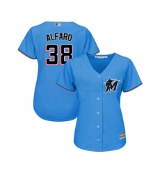 Women's Miami Marlins #38 Jorge Alfaro Replica Blue Alternate 1 Cool Base Baseball Jersey
