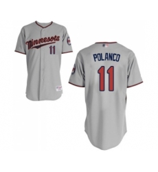 Men's Minnesota Twins #11 Jorge Polanco Authentic Grey Road Cool Base Baseball Jersey