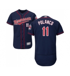 Men's Minnesota Twins #11 Jorge Polanco Navy Blue Alternate Flex Base Authentic Collection Baseball Jersey