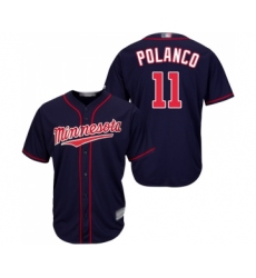 Men's Minnesota Twins #11 Jorge Polanco Replica Navy Blue Alternate Road Cool Base Baseball Jersey