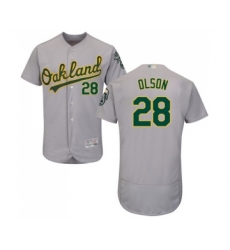 Men's Oakland Athletics #28 Matt Olson Grey Road Flex Base Authentic Collection Baseball Jersey