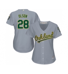 Women's Oakland Athletics #28 Matt Olson Replica Grey Road Cool Base Baseball Jersey